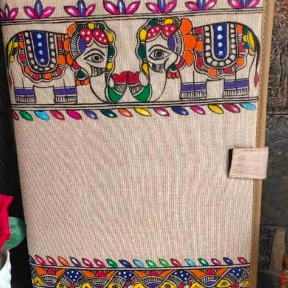 Tussar Saree with Madhubani Bride, Doli, and Kaahar Painting